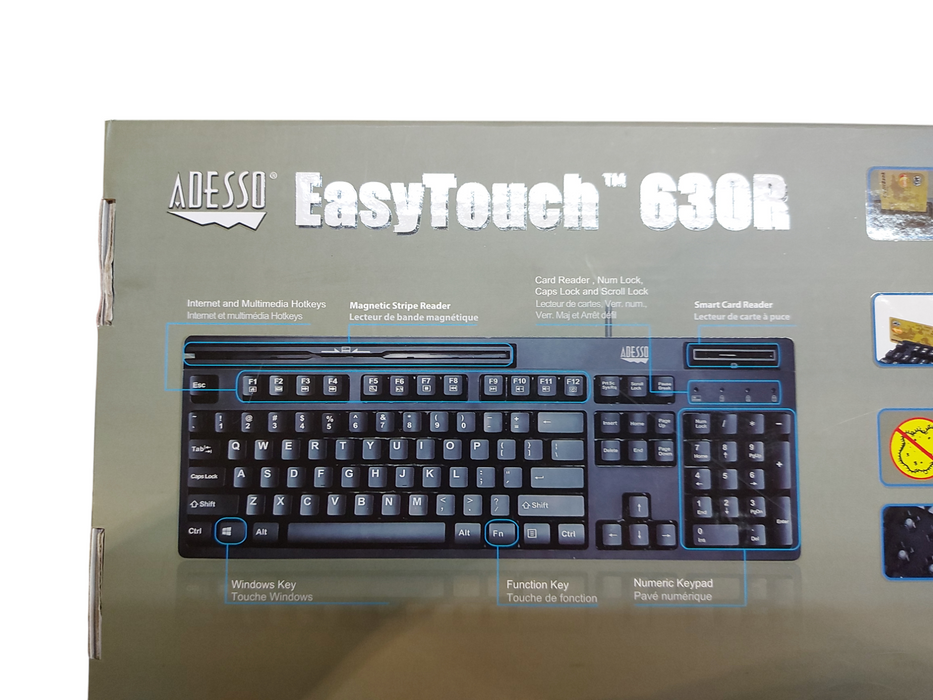 Adesso EasyTouch 630R AKB-630R Smart Card & Magnetic Stripe Reader Keyboard