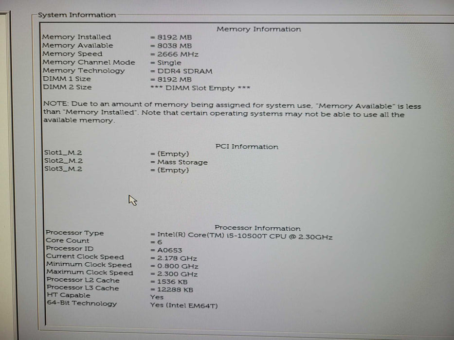 DELL OptiPlex 7080 Micro Intel Core i5-10500T 8GB RAM 256GB NVMe !