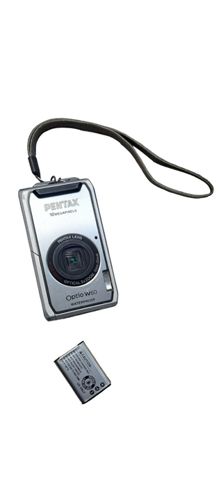 Pentax Optio W60 10.0MP Compact Digital Camera Silver W/ Battery