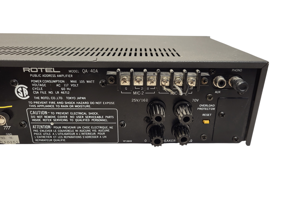 Vintage Rotel Public Address Amplifier Model: QA-40A $