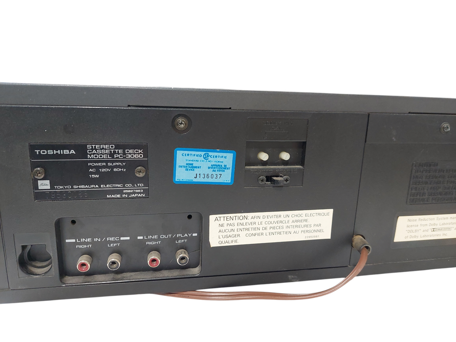 Vintage Toshiba Stereo Cassette Deck Model: PC-3060 =