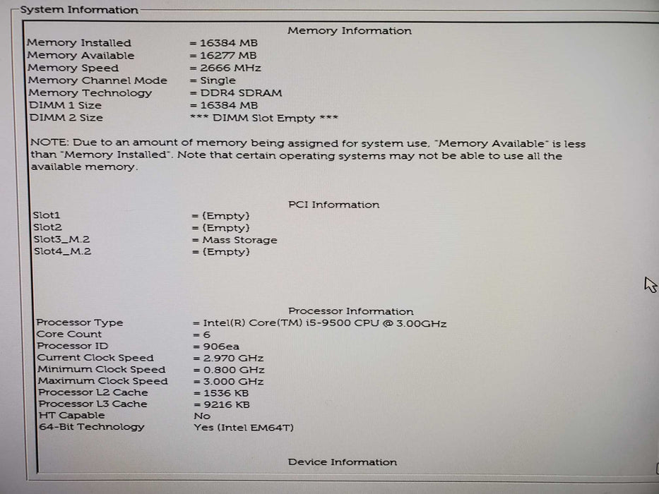 Dell Optiplex 3070 Intel i5 9th Gen, 256GB NVME, 16GB Ram NO OS