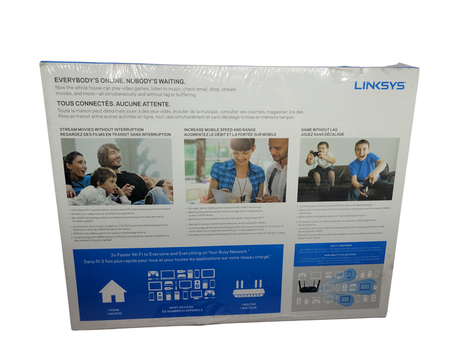 NEW Linksys AC2600 MAX-STREAM MU-MIMO GIGABIT ROUTER (EA8500-CA) %