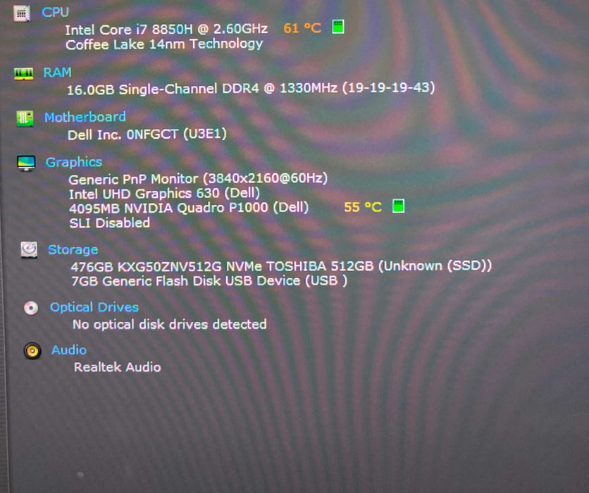 Dell Precision 5530 4K TOUCH i7-8850H QUADRO P1000 4GB GPU 16GB RAM 512SSD  Lap200