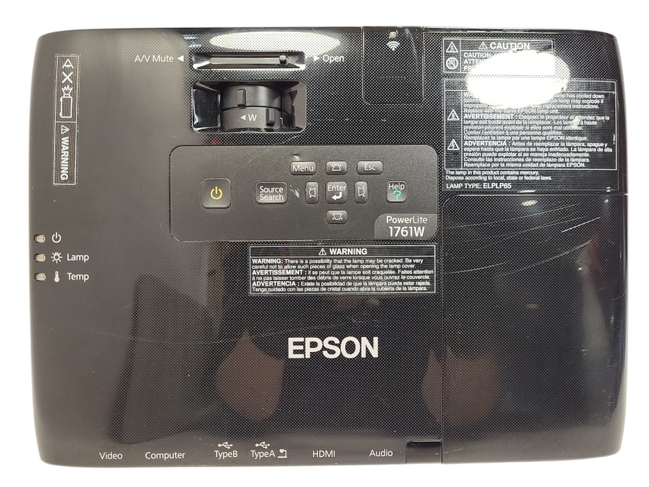 Epson PowerLite 1761W H478A 2600 Lumens WXGA 3LCD Projector | 1797 Lamp Hours $