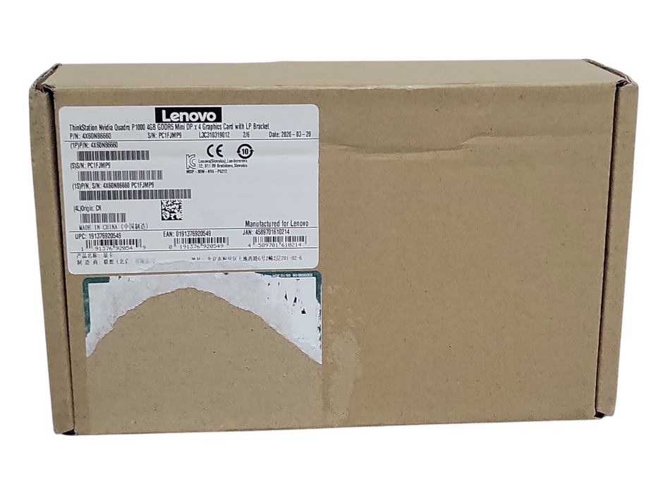 New Lenovo Thinkstation Nvidia Quadro P1000 4GB GDDR5 Mini DP x4 LP Bracket _
