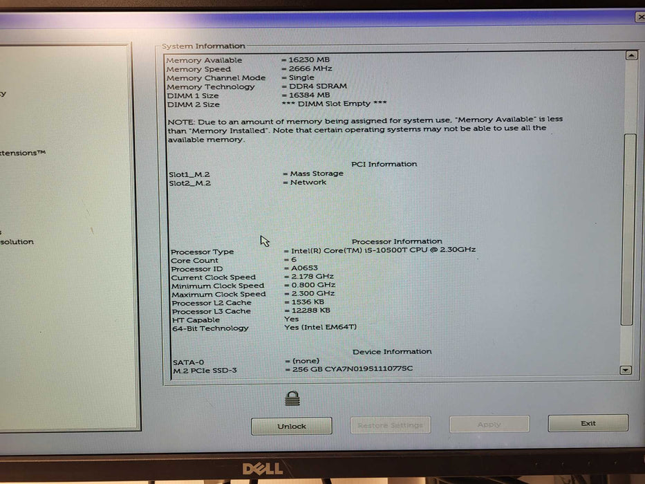 Dell OptiPlex 3090 USFF, i5-10500T 2.3GHz, 16GB DDR4, 256GB NVMe w/ AC READ $