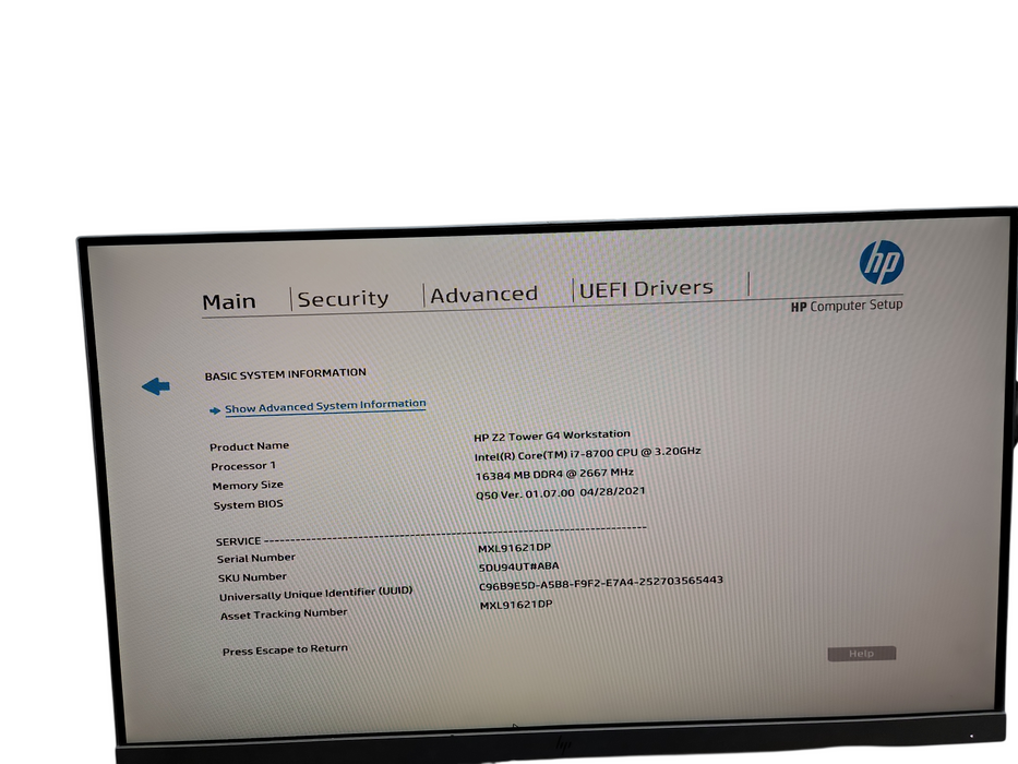 HP Z2 Tower G4 Workstation i7 - 8700 @ 3.20GHz 16GB DDR4 Ram θ