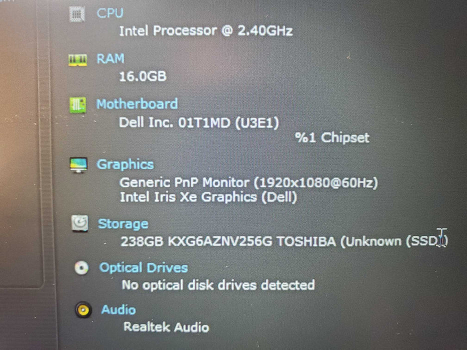 Dell Latitude 5320 , i5-1135G7 2.40GHz, 16GB DDR4 256GB NVME  Lap200
