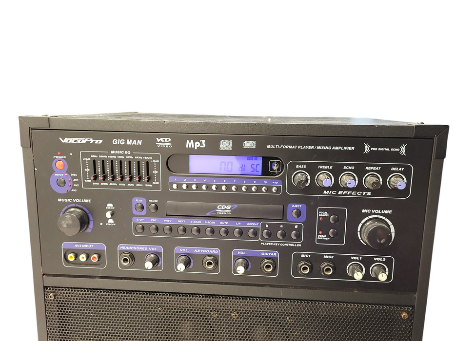 VOCOPRO GIG MAN PLUS PROFESSIONAL KARAOKE SYSTEM MULTI-FORMAT NO REMOTE $