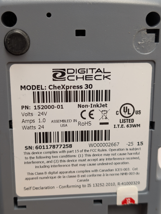 Digital Check CheXpress CX30 Check Scanner (152000-01) please READ  -