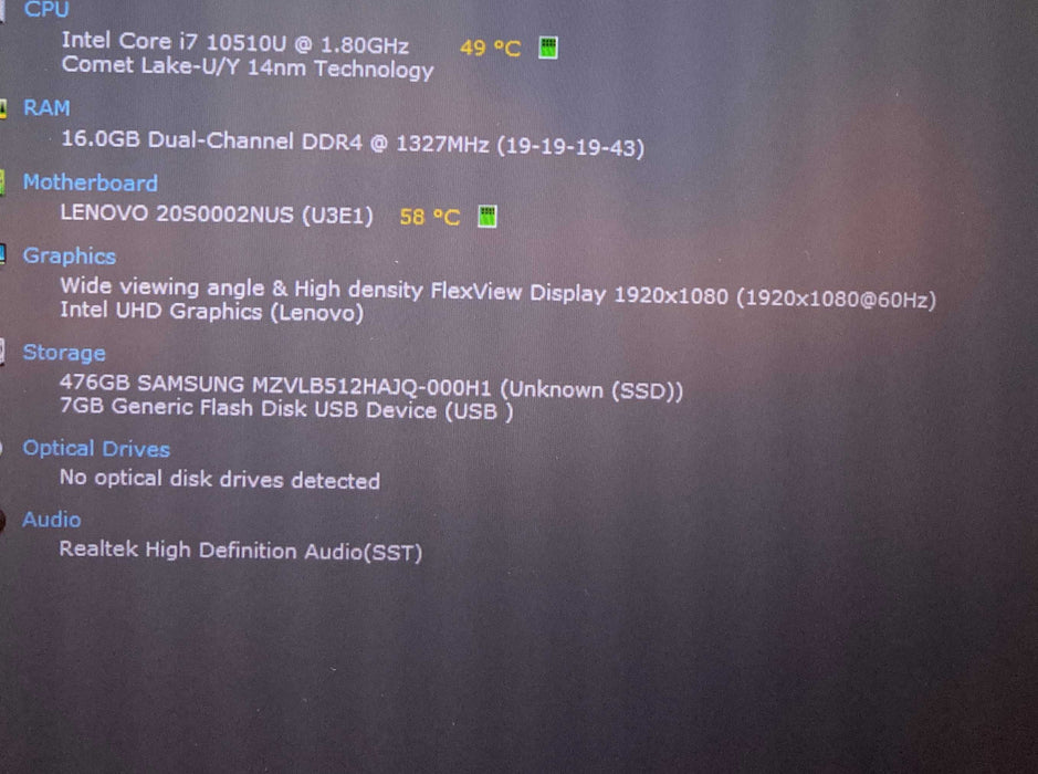 Lenovo ThinkPad T14 Gen 1 Core i7-10510U@1.80GHz 16GB RAM 256GB SSD  Lap200