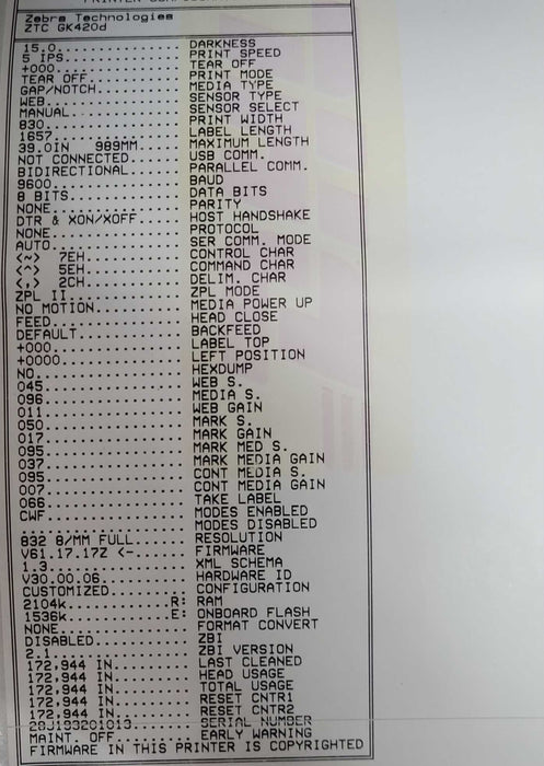 Zebra GK420d Direct Thermal Label/Barcode Printer- GK42-202510-000  _