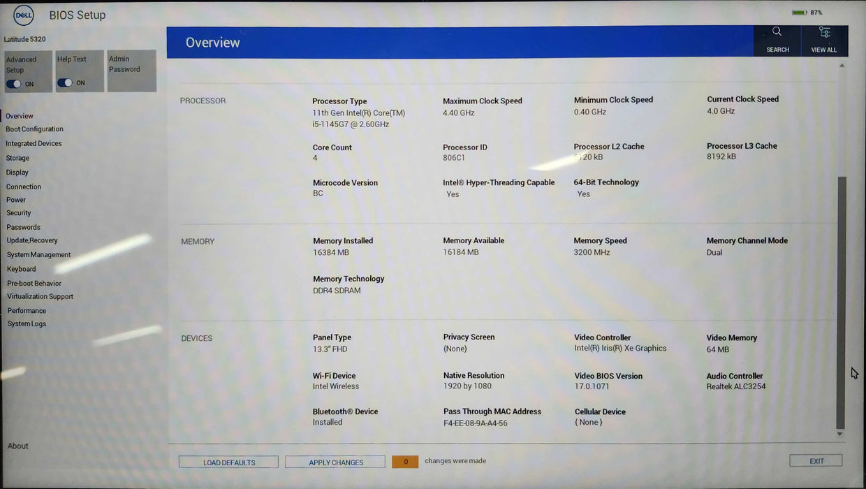 Dell Latitude 5320 Touch, i5-1145G7 2.60GHz, 16GB DDR4, 256GB NVMe, No AC  Lap200