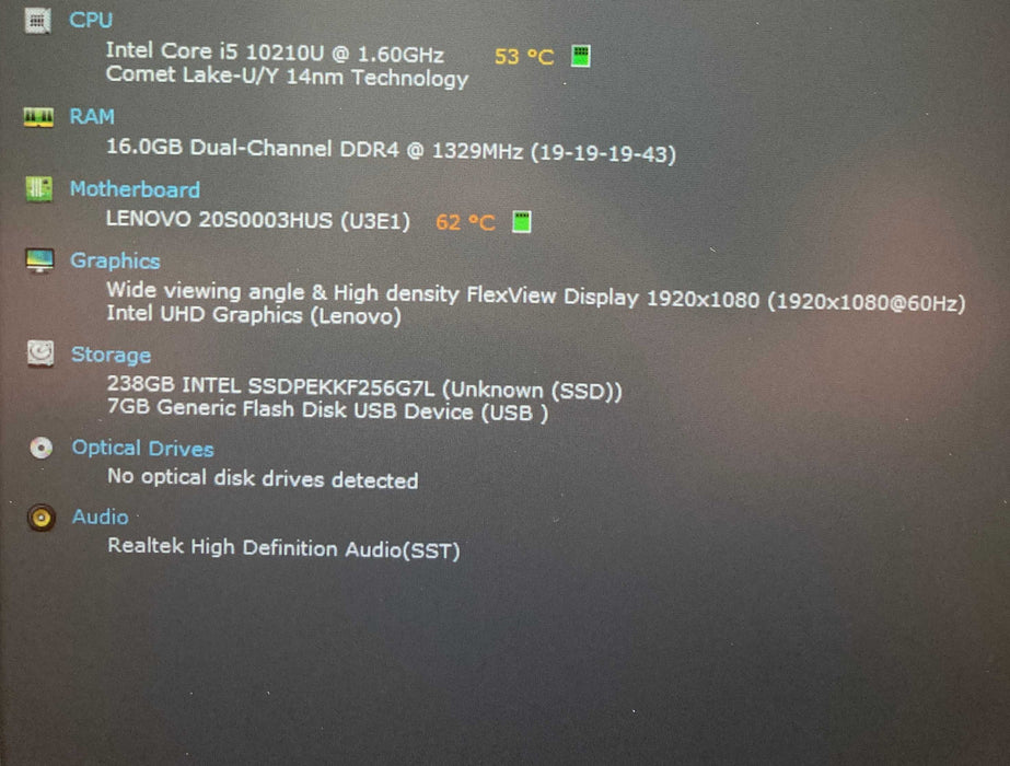 Lenovo ThinkPad T14 Gen 1 TOUCH Core i5-10210U@1.60GHz 16GB RAM 256GB SSD  Lap200