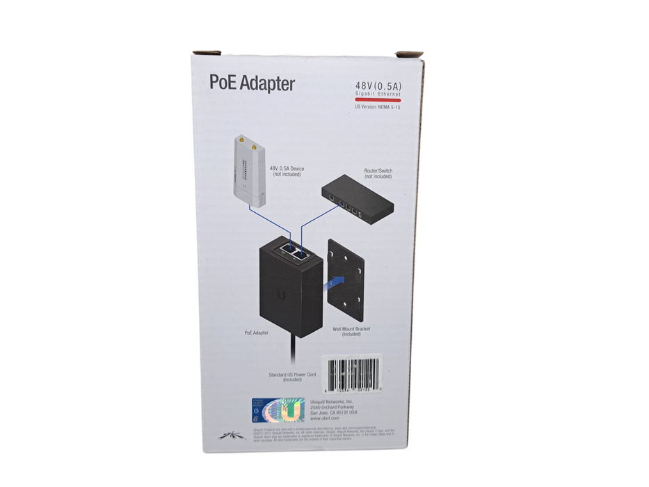 Ubiquiti Networks 48V (0.5A) Gigabit Ethernet PoE Adapter 48V-US )