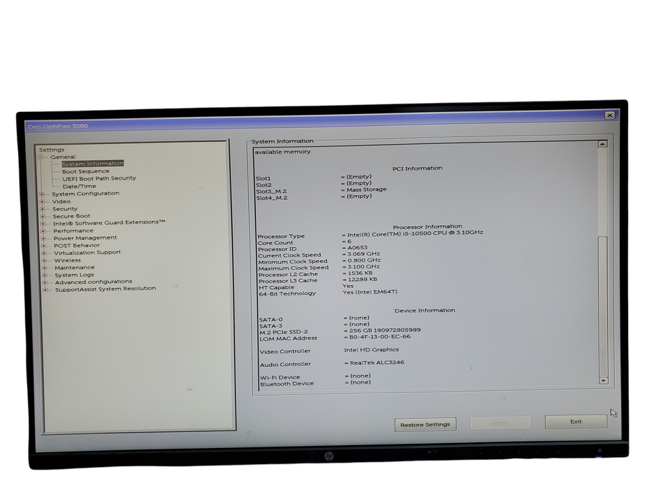 Dell OptiPlex 3080 SFF, i5-10500, 8GB DDR4, 256GB NVMe, No OS