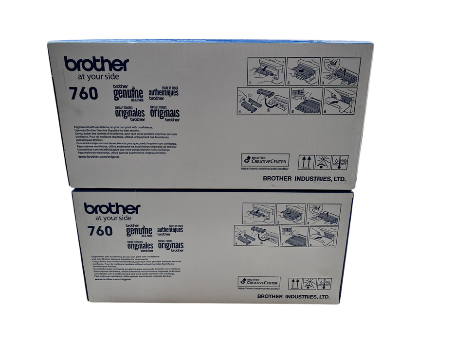 Lot 2x Brother Genuine Cartridge TN760 High Yield Black Toner - New