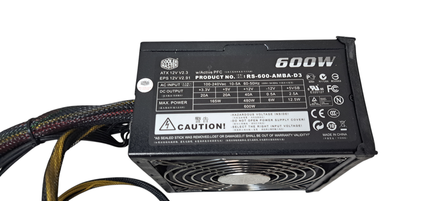 Cooler Master 600W ATX Power Supply RS-600-AMBA-D3 Semi Mod 80 Bronze