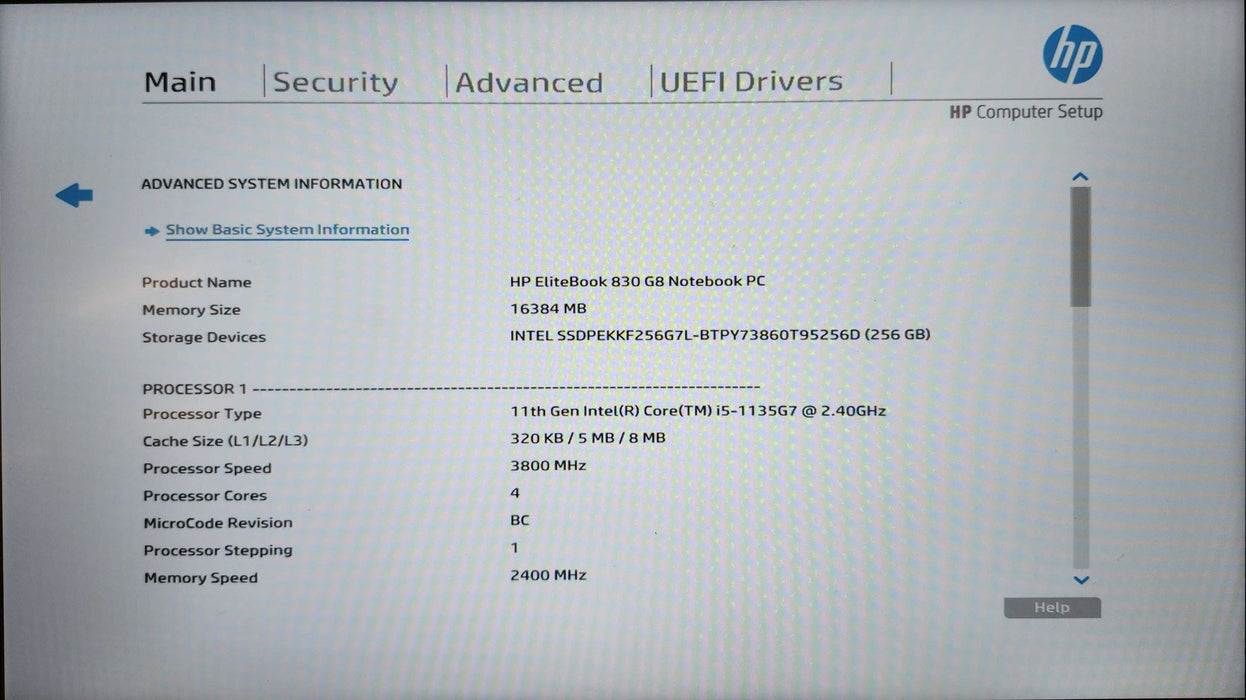 HP EliteBook 830 G8, i5-1135G7 2.4GHz, 16GB DDR4, 256GB NVMe, No AC Adapter  Lap200