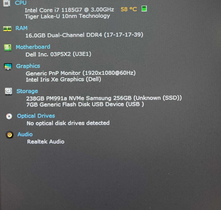 Dell Latitude 5420 Core i7-1185G7@3GHz vPRO 16GB RAM 256GB SSD  Lap200