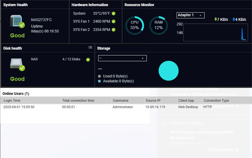 QNAP TS-1263U-RP 12-Bay NAS Network Attached Storage w/ 4x 4TB HDD's